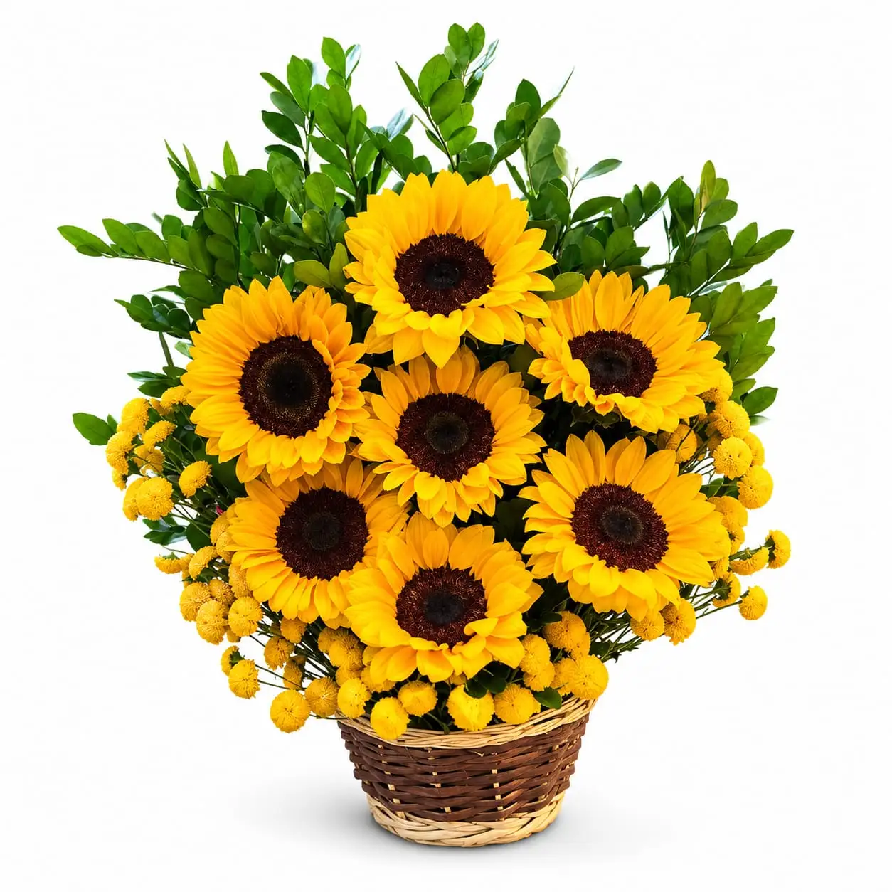 canasta de girasoles frescos para regalo especial delivery de flores en Lima